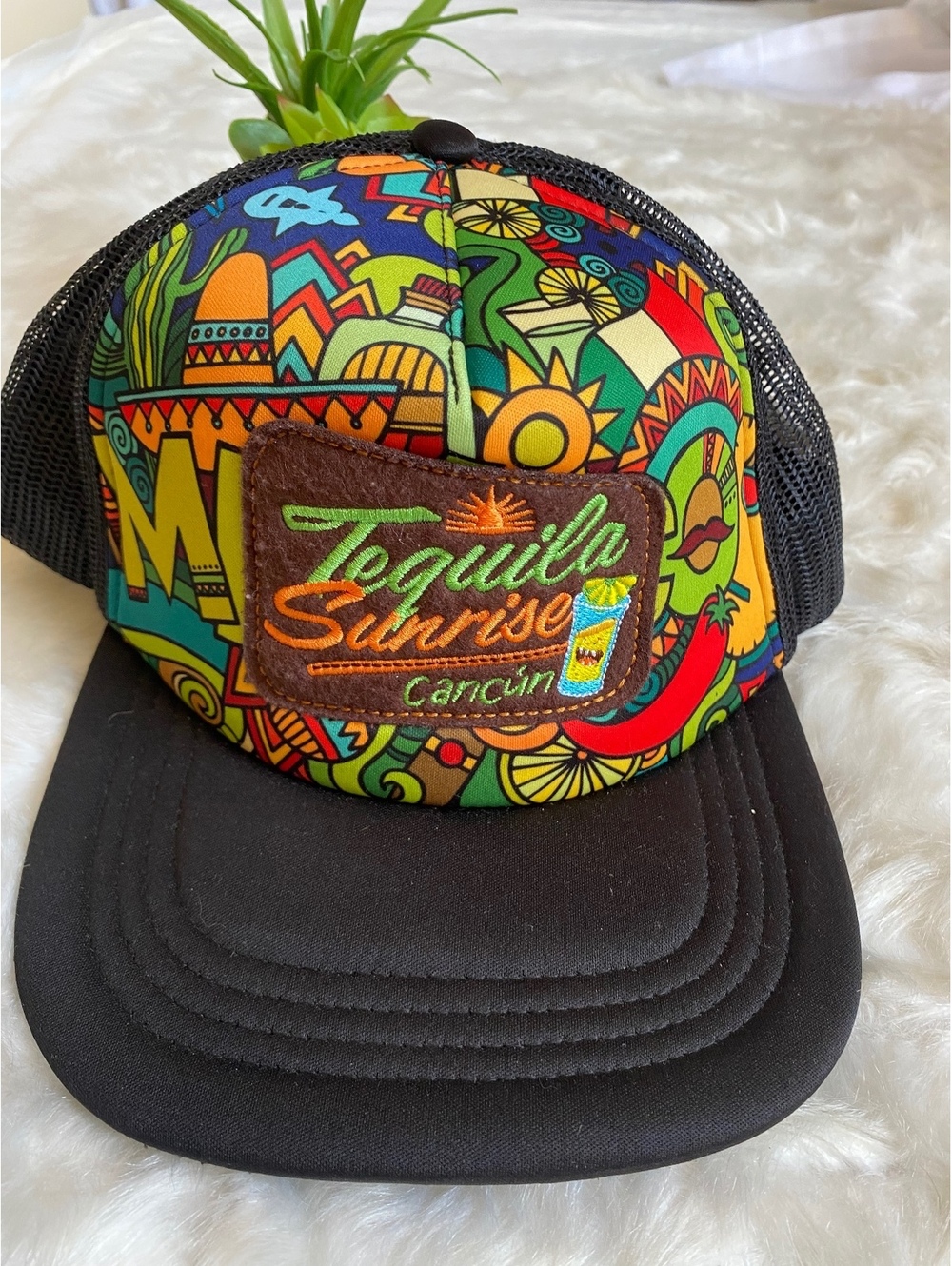 Banana Bay Tequila Sunrise Cancun Colorful Trucker Hat